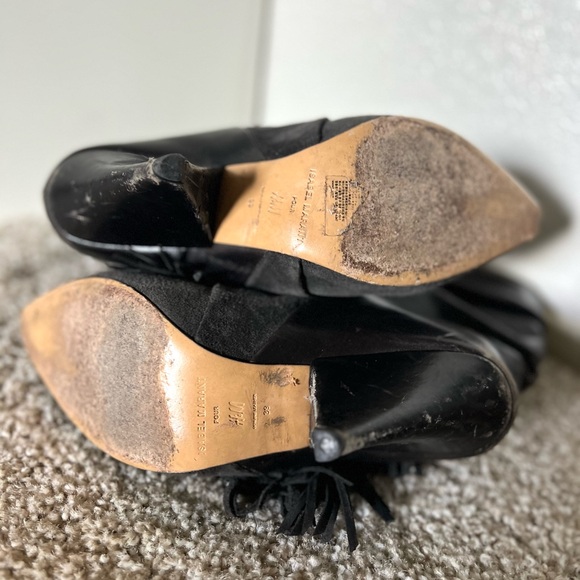 PREMIUM! Pre Owned Black Suede Fringe Ankle Boots Isabel Marant x H&M Collab - Picture 4 of 6